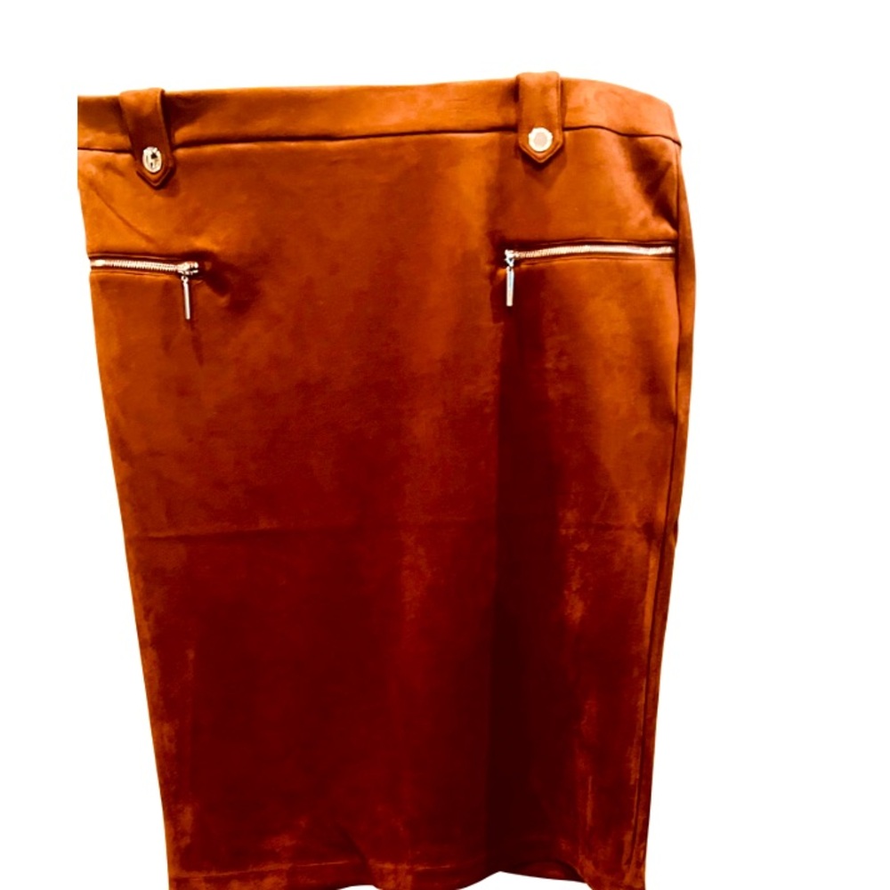 Faux Suede Siren XL $59 NWT Marc NY Caramel Mocha Brown Skirt Officecore Y2K